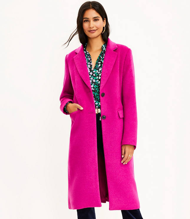 Pink wool coat petite sale