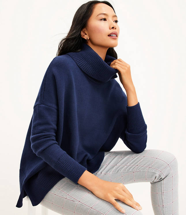 Petite Turtleneck Poncho Sweater