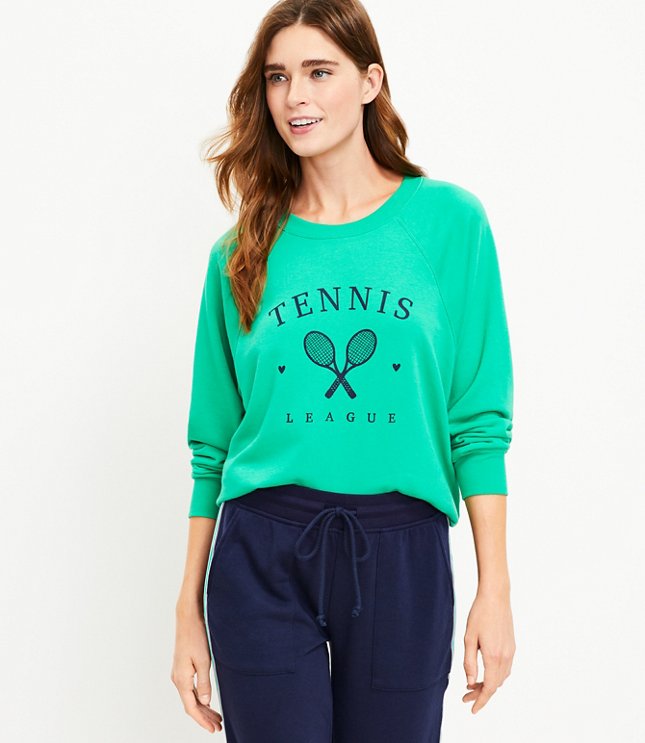 Lou & Grey Tennis League Cozy Cotton Terry Sweatshirt