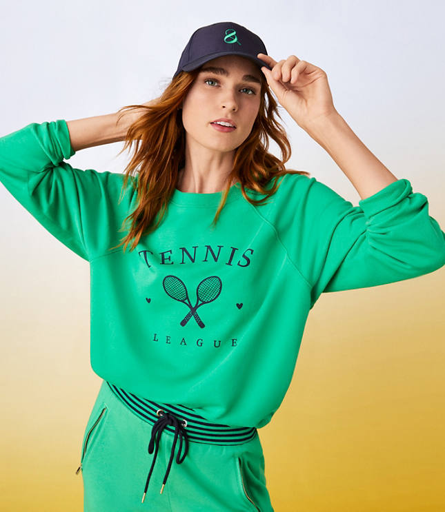 Lou & Grey Tennis League Cozy Cotton Terry Sweatshirt