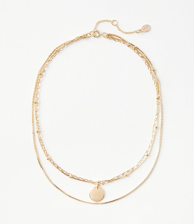 Loft Layered Disk Necklace