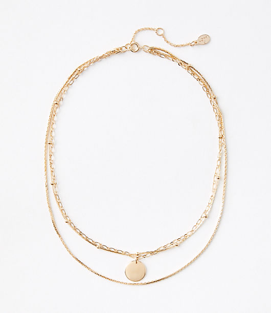 Loft Layered Disk Necklace