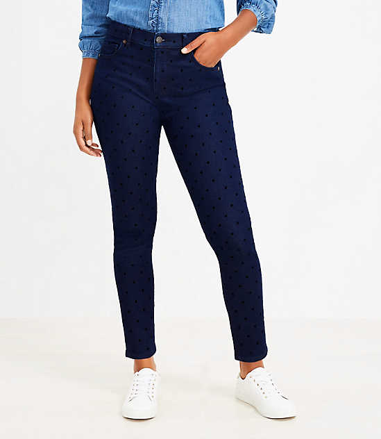 Mid Rise Skinny Jeans in Velvet Dot