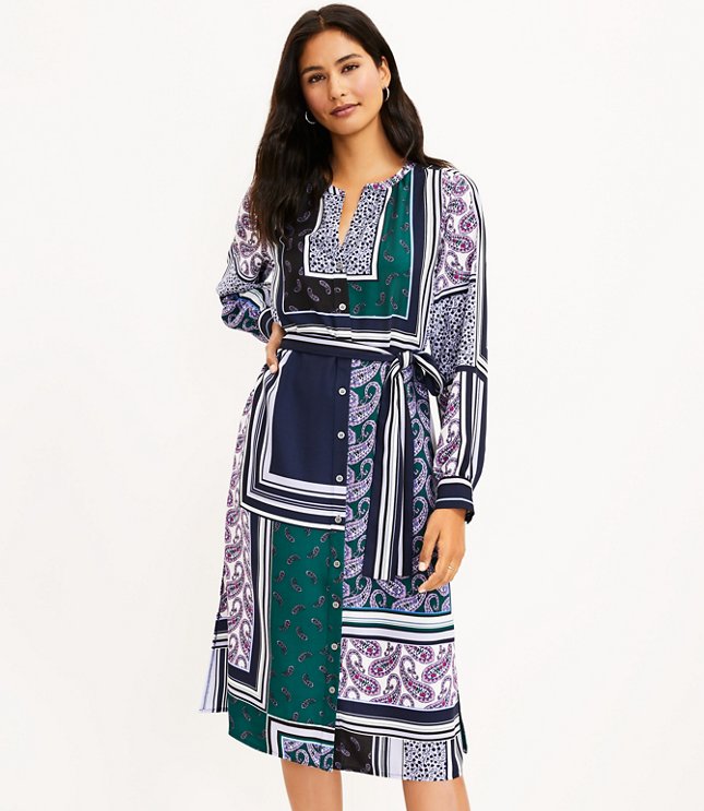 Petite Patchwork Midi Shirtdress