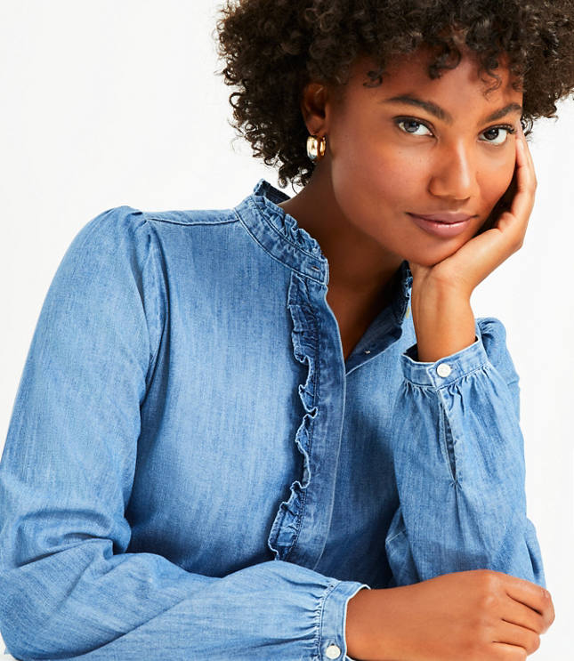 Chambray sales ruffle shirt