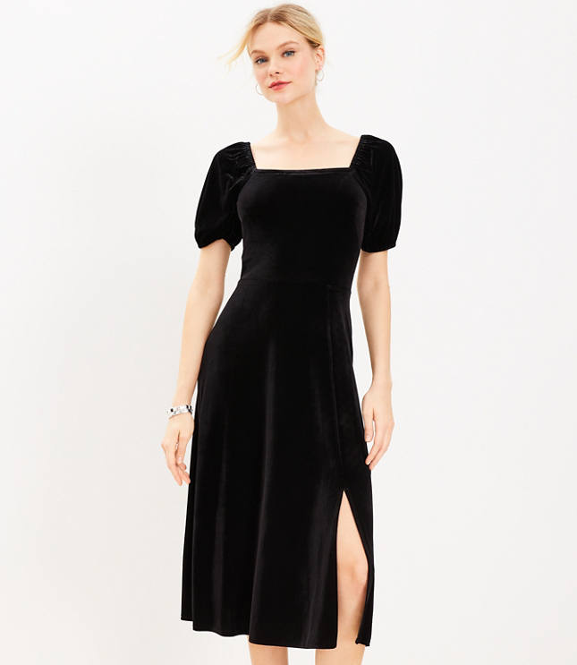 Velvet square 2025 neck dress