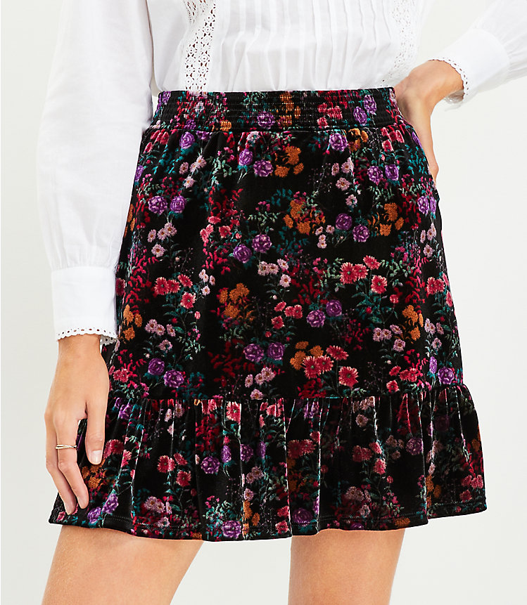 Floral Velvet Tiered Skirt image number 1