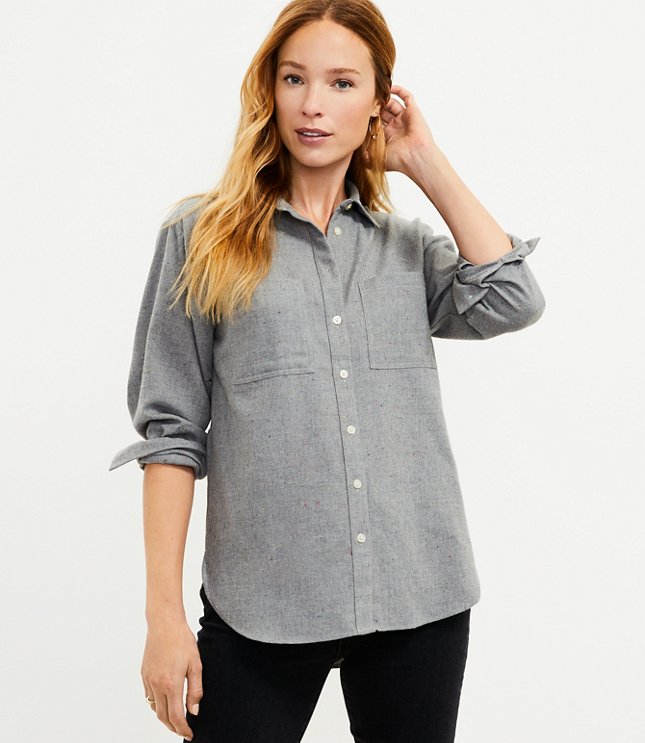 Loft Flecked Flannel Everyday Tunic Shirt