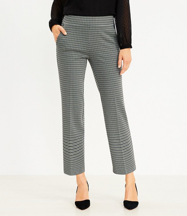 Pull On Straight Pants in Houndstooth Ponte