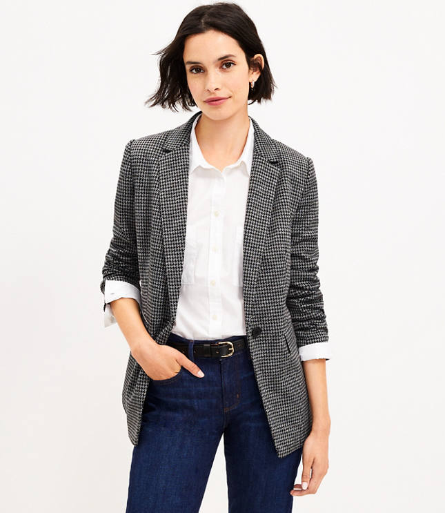 Houndstooth Long Modern Blazer