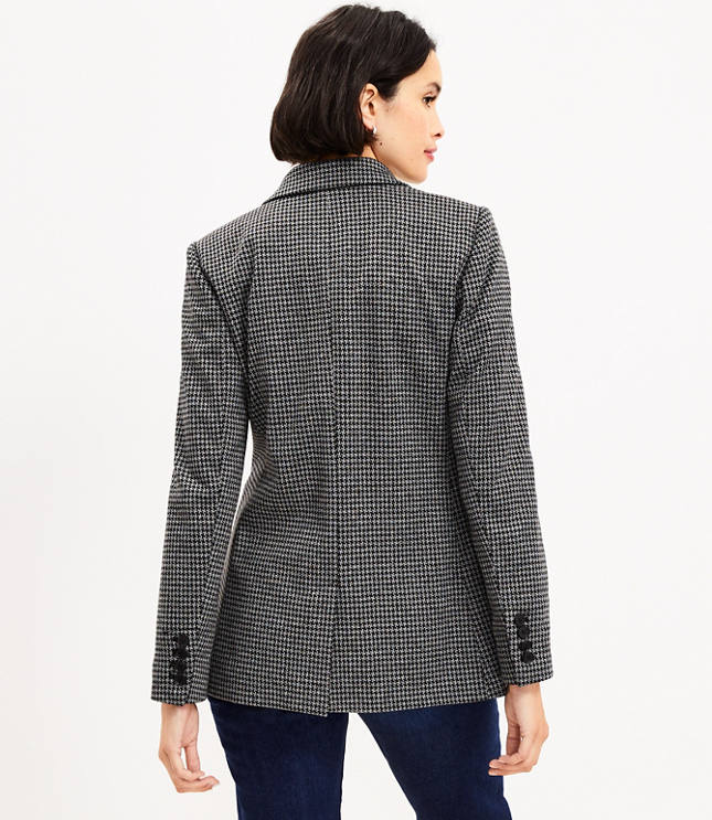 Petite Houndstooth Long Modern Blazer