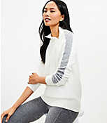 Lou & Grey Striped Sleeve Zip Turtleneck Sweater carousel Product Image 1
