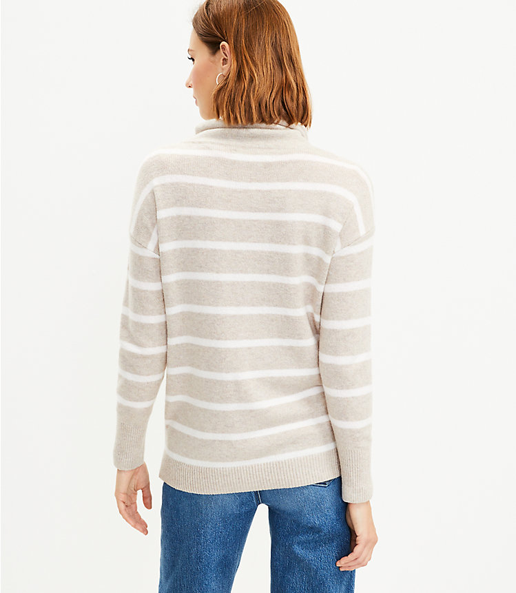 Striped Drawstring Neck Pocket Sweater image number 2