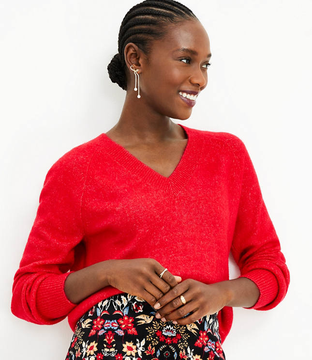 V neck shop red sweater