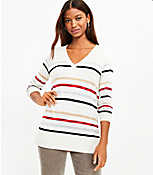 Striped V-Neck Tunic Sweater carousel Product Image 2