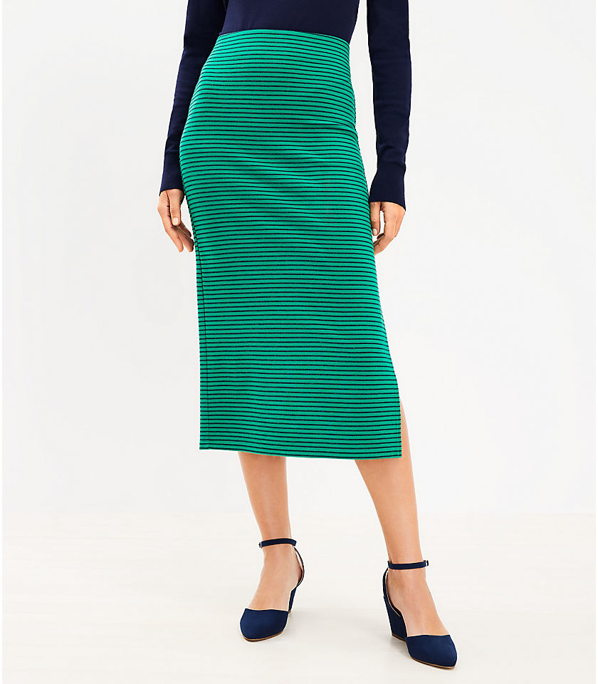 Textured Stripe Midi Skirt