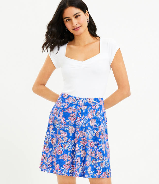 Embroidered Linen Cotton Shift Skirt