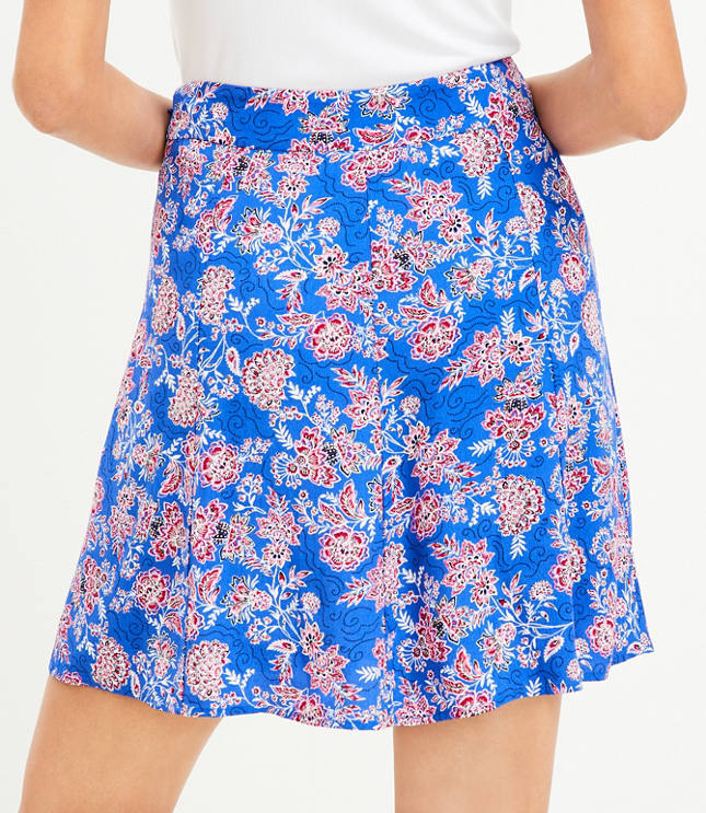 Petite Floral Smocked Pull On Skirt