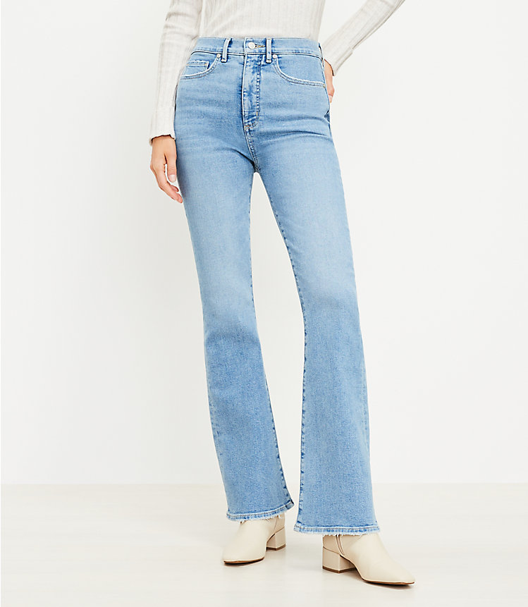 High Rise Slim Flare Jeans in Bright Indigo Wash image number 1