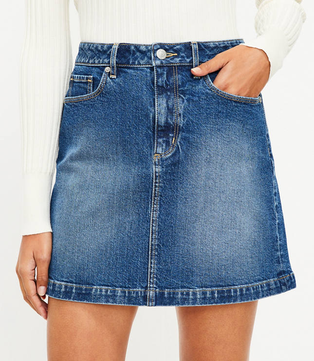 Denim Shift Skirt in Modern Indigo Wash