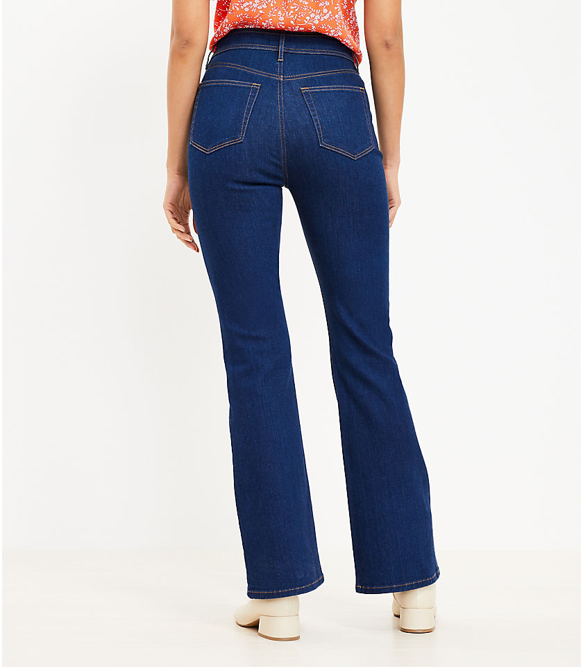 Patch Pocket High Rise Slim Flare Jeans in Classic Mid Indigo Wash