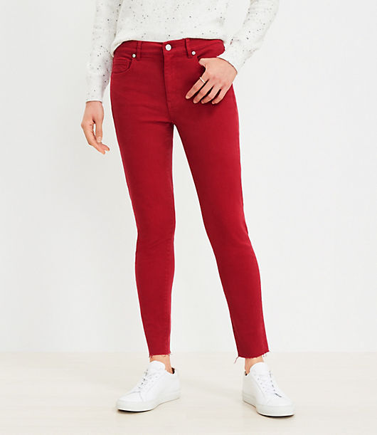 Loft Fresh Cut Mid Rise Skinny Jeans in Ruby Rust