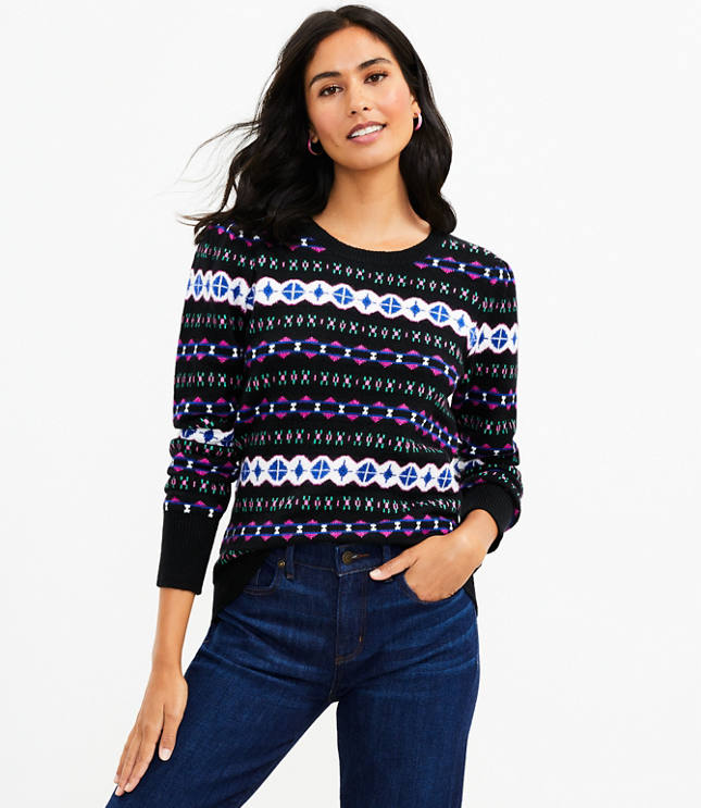 Fair Isle Puff Sleeve Sweater