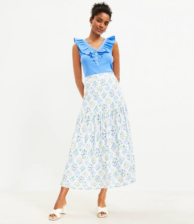 Petite flowy shop midi skirt