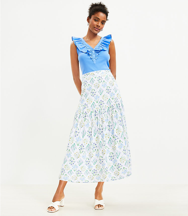 Bouquet Tiered Midi Skirt image number 0