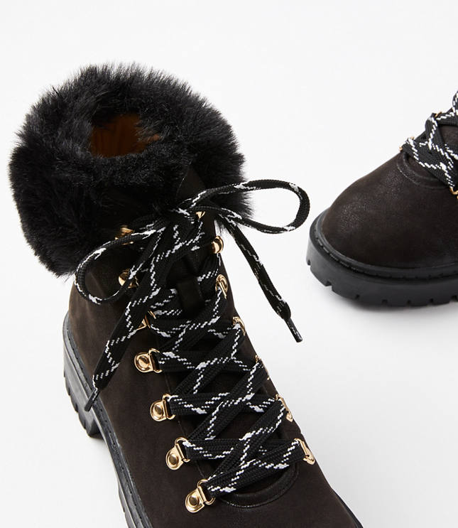 Faux Fur Trim Hiking Boots