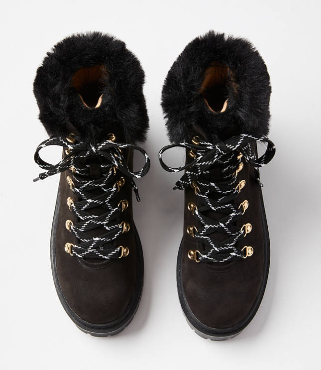 Faux Fur Trim Hiking Boots