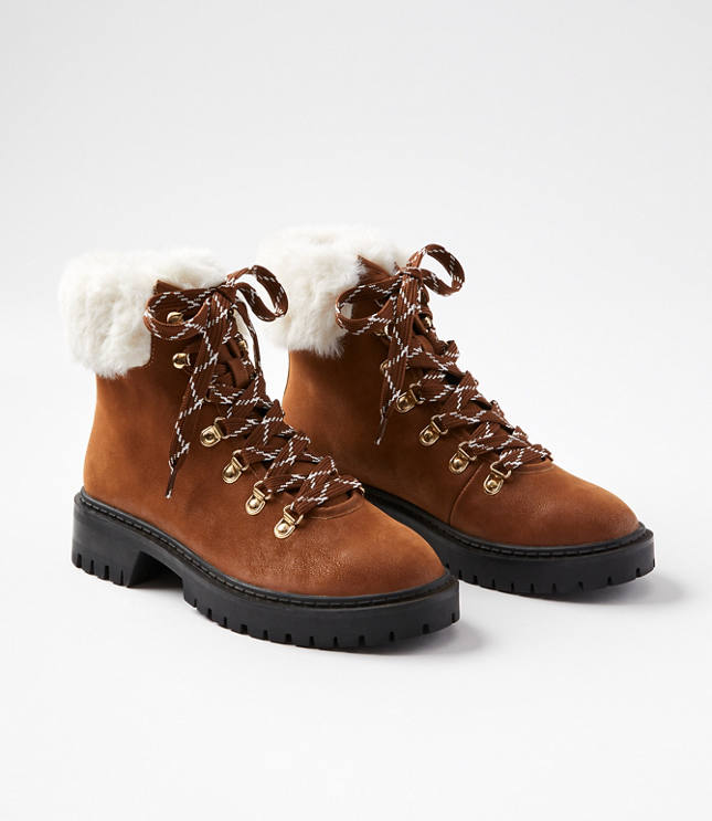 Loft Faux Fur Trim Hiking Boots