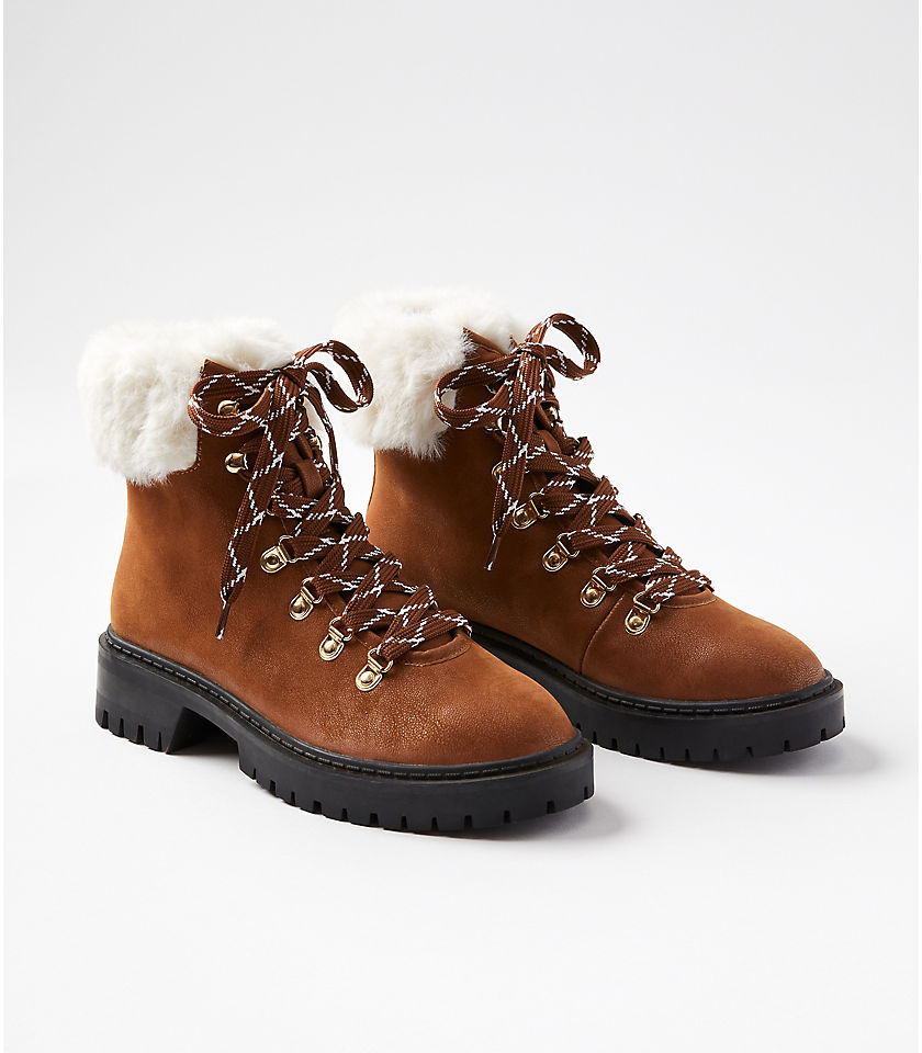 Faux Fur Trim Hiking Boots