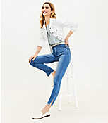 Side Slit Frayed High Rise Skinny Jeans in Indigo Wash carousel Product Image 2