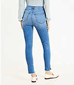 Side Slit Frayed High Rise Skinny Jeans in Indigo Wash carousel Product Image 3