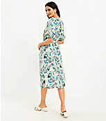 Floral V-Neck Puff Sleeve Midi Dress carousel Product Image 3
