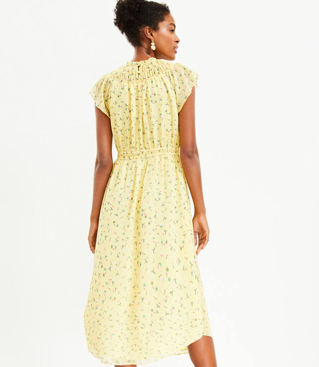 Floral Smocked Ruffle Midi Dress