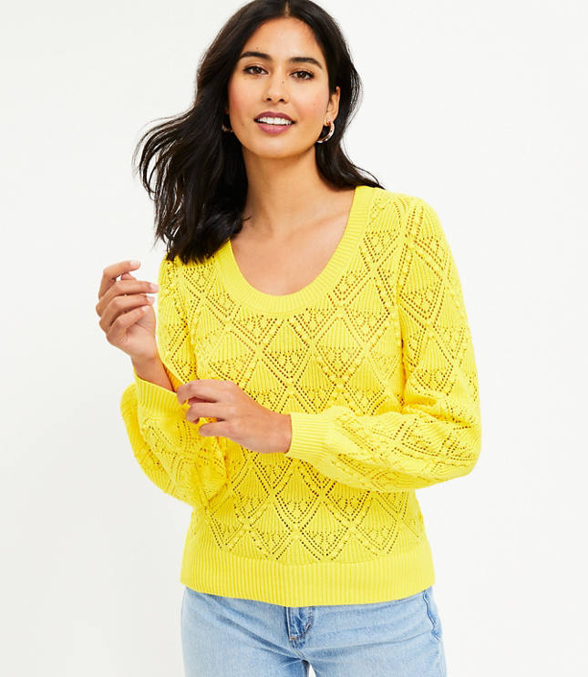 Pointelle Square Neck Sweater