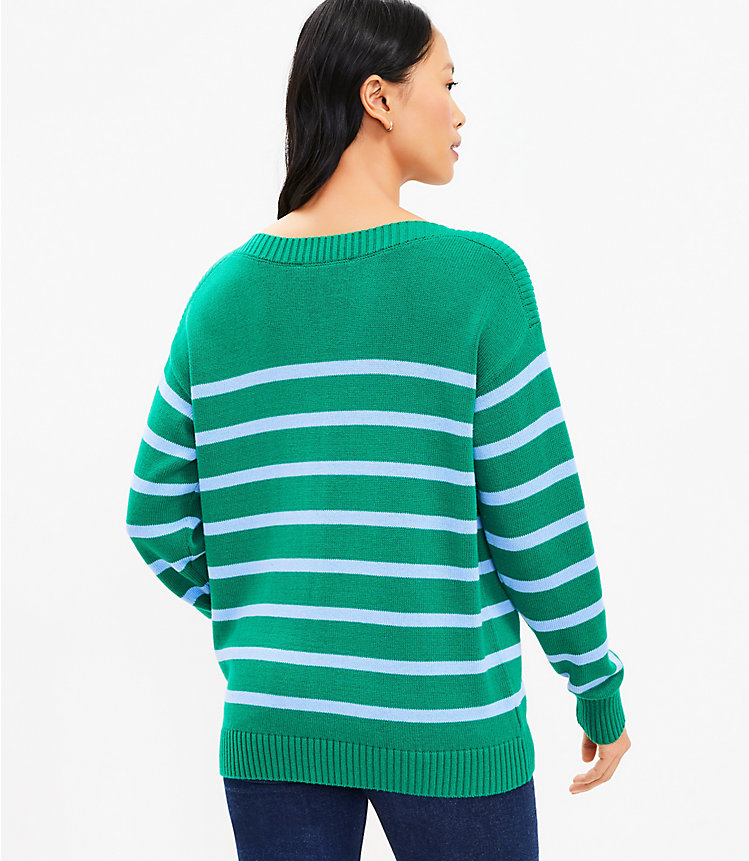 Striped Drop Shoulder Boatneck Sweater image number 2