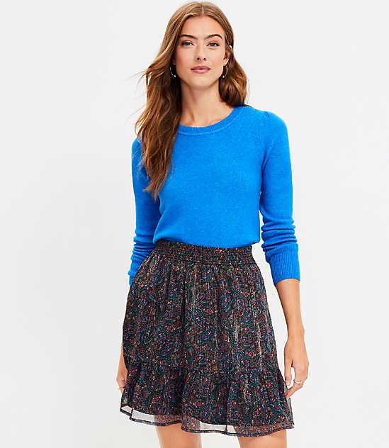 Tall Shimmer Paisley Tiered Skirt