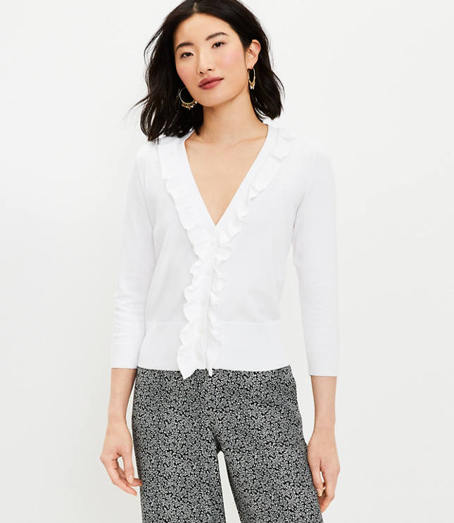 トップス ounce ruffle golgi cardigan Ruffle Mockneck Cardigan | Talbots