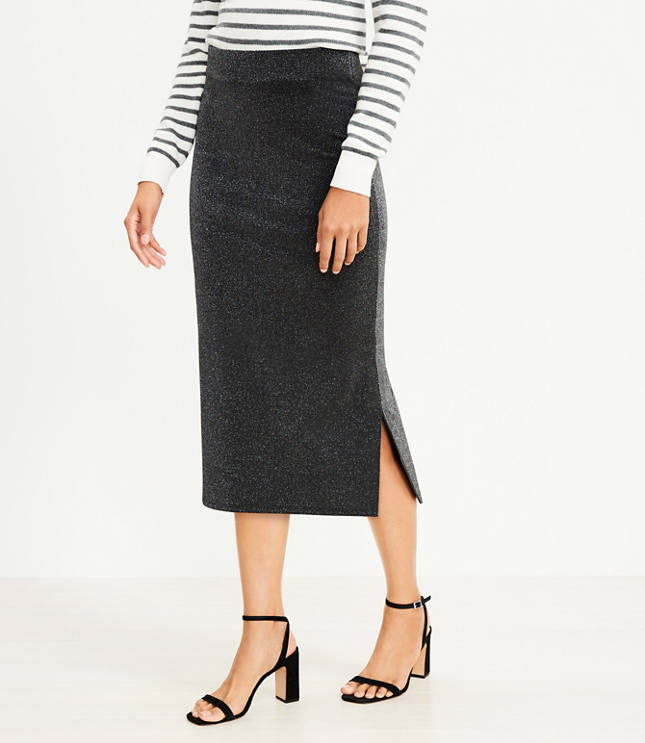 Petite Shimmer Ponte Midi Skirt