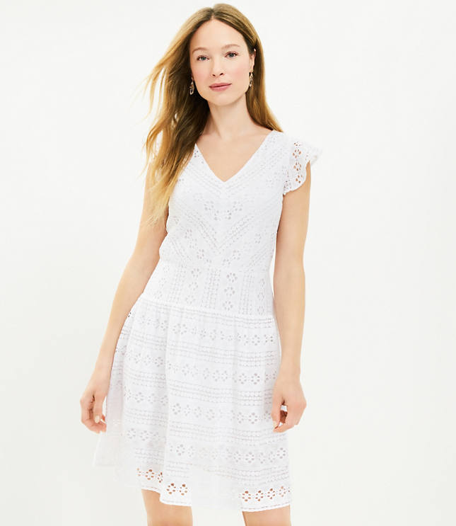 Loft white lace store dress