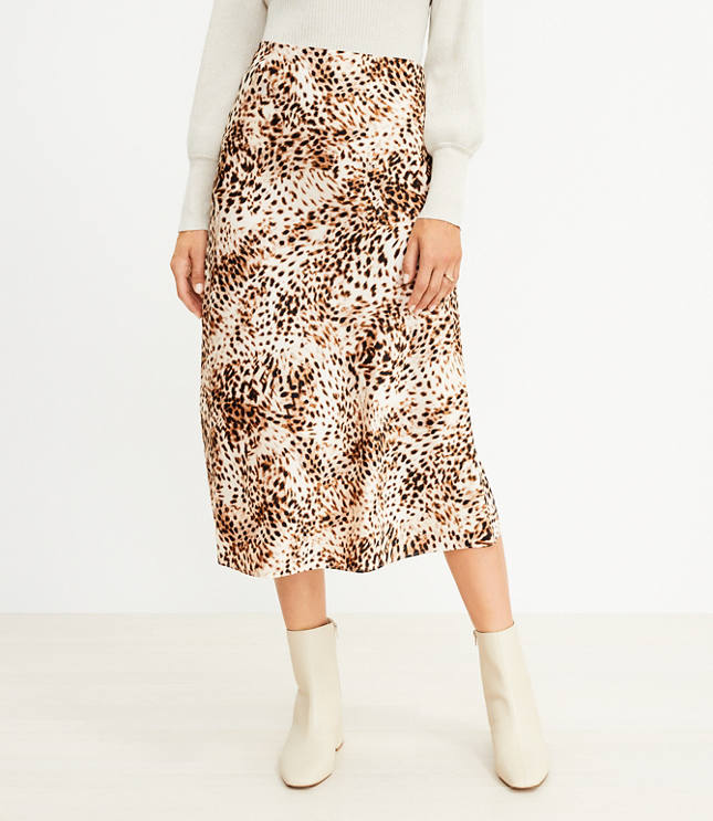 Tall Animal Print Bias Midi Skirt