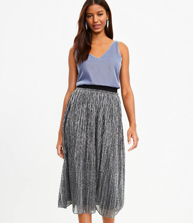 Silver pleated outlet skirt petite