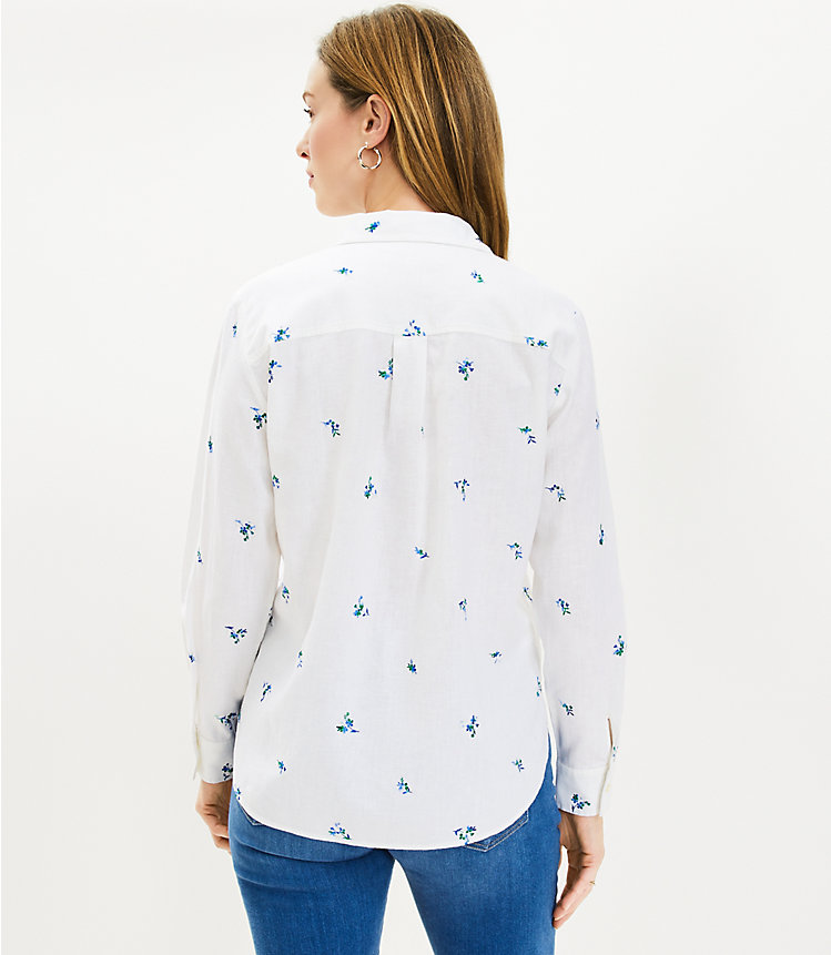 Floral Embroidered Linen Blend Everyday Shirt image number 2