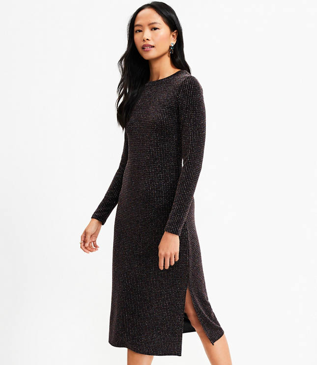 Petite Dot Jacquard Mock Neck Shift Dress