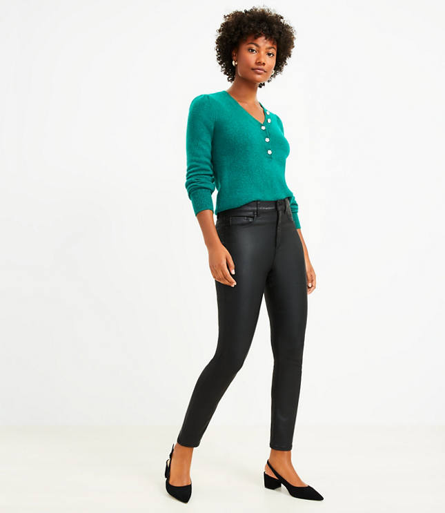 Petite coated skinny on sale jeans