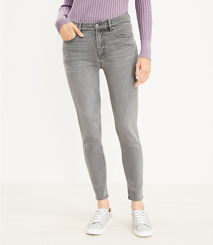 Curvy Mid Rise Skinny Jeans in Staple Grey Wash image number 0