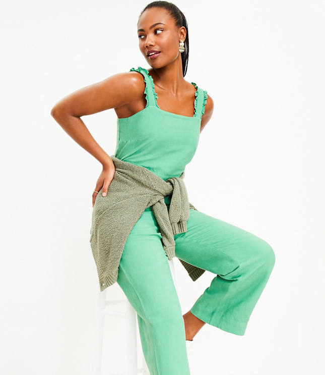 Ruffle Strap Square Neck Jumpsuit